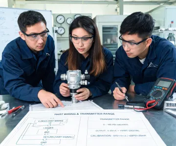 Application engineering team at process instrumentation bench