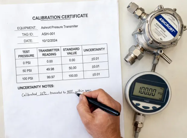 Pressure calibration record and instrument standard