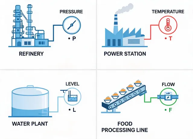 Illustrated process instrumentation map across industrial markets
